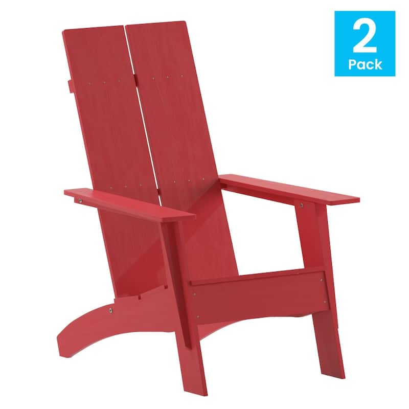 Modern Dual Slat Back Adirondack Style Chairs (Set of 2)