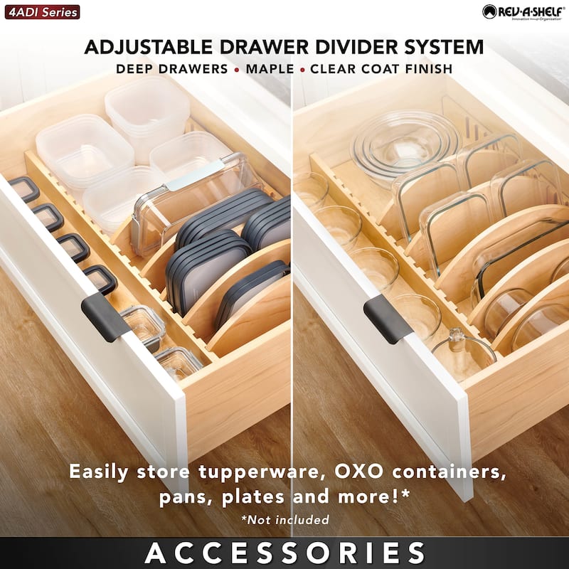 Rev-A-Shelf 4ADI-36-1 Adjustable 31"W Deep Drawer Organizer for Trays,