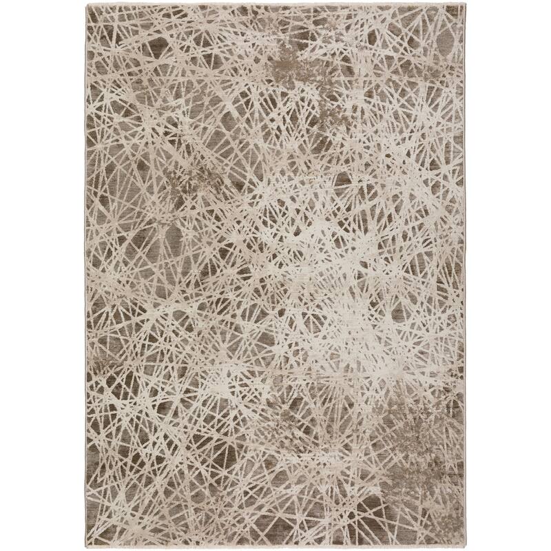 Emery Abstract Strings Machine Made Rug - 5' 3" x 7' 8" - Khaki - Rectangle