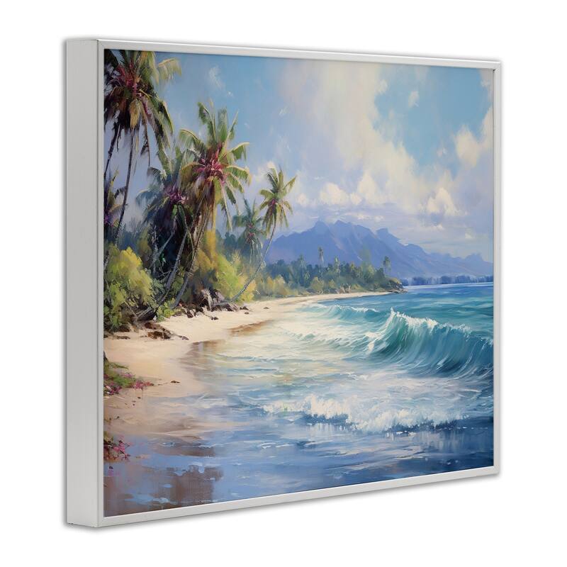 Stupell Tropical Coast with Rolling Waves Framed Giclee Art Design By Franklyn Gregory