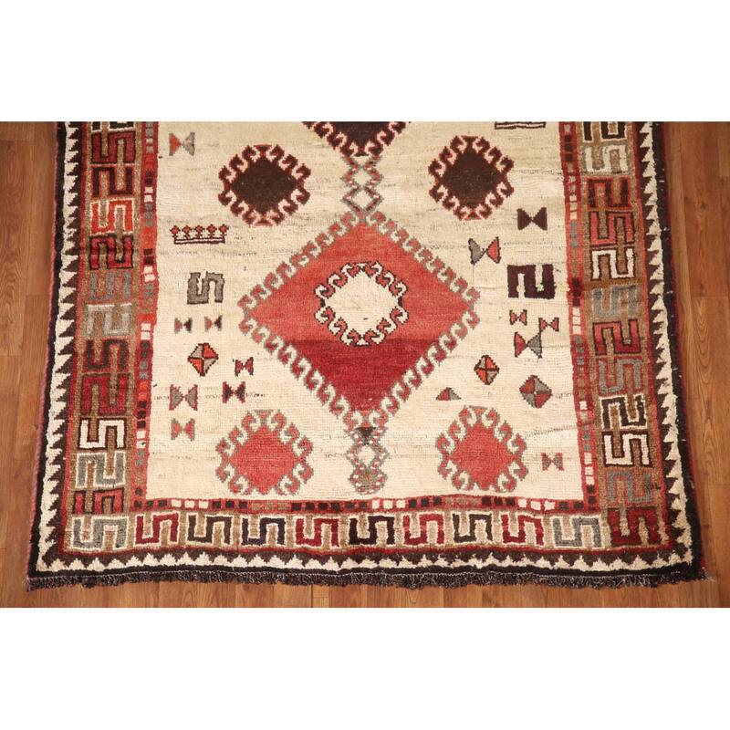 Tribal Qashqai Persian Vintage Area Rug Hand-knotted Wool Carpet - 4'10"x 8'1"