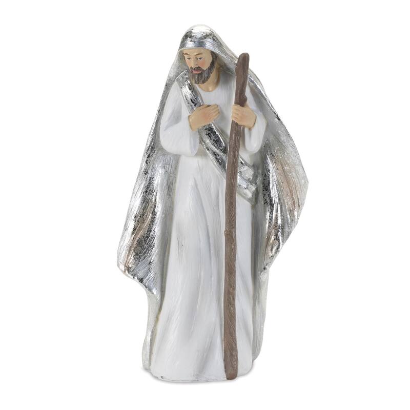 Christmas Nativity Figurine Decorations - 6" - White and Silver - Set of 6