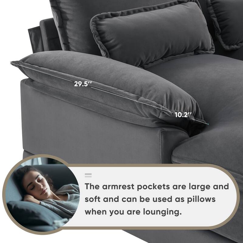 U-Shaped Upholstered Sectional Sofa Set w/ Double Chaise & USB Ports