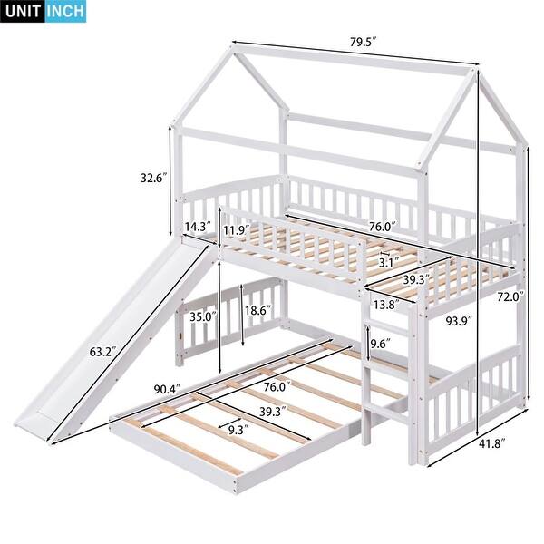 White Twin Over Twin Bunk House Bed with Slide - Bed Bath & Beyond ...
