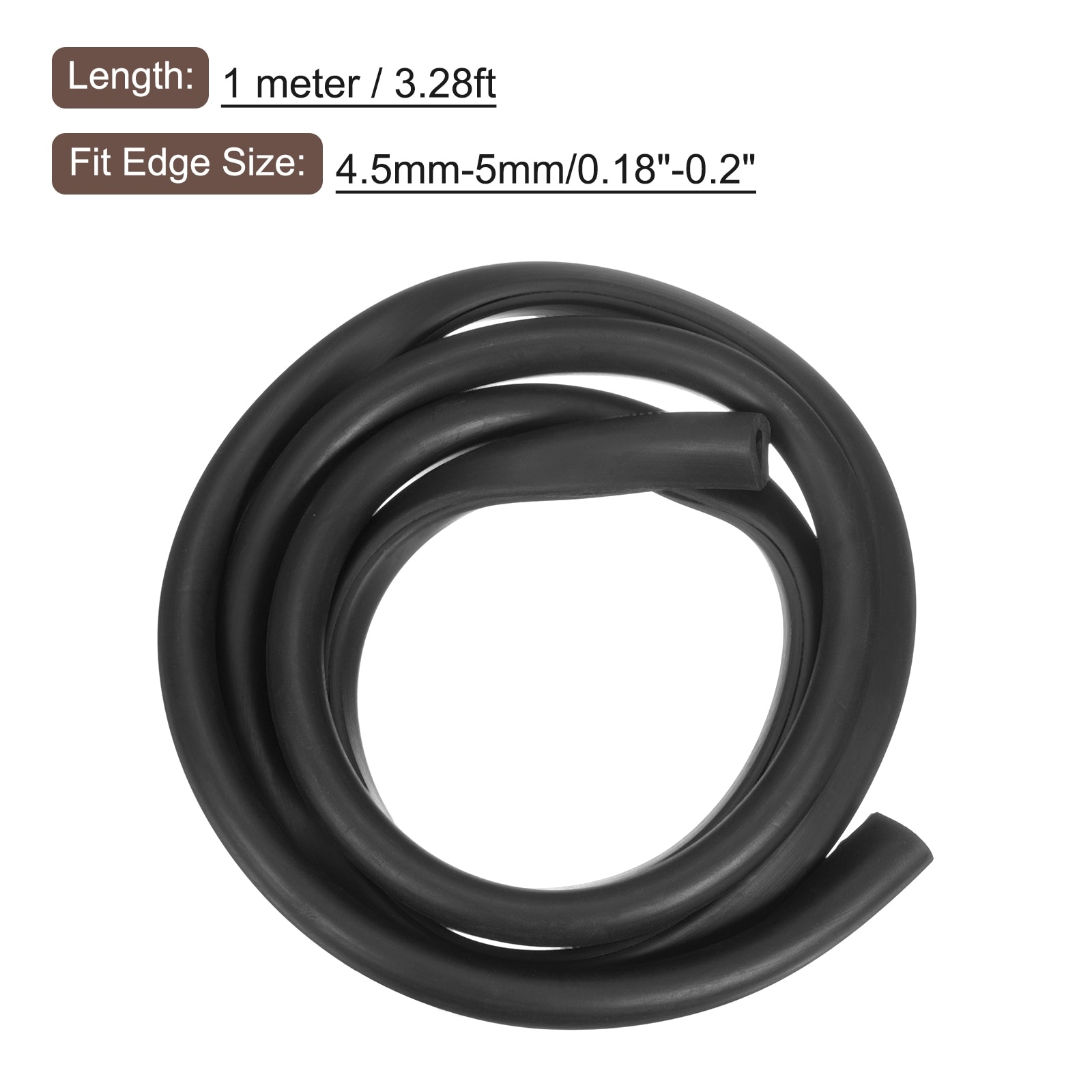 Rubber U Channel Trim, Guard Seal Strip Edge Protector Flat Type - Black