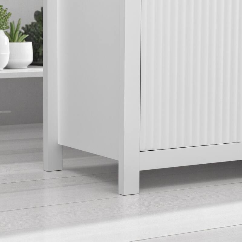 Wave-Grain Sideboard Buffet Cabinet with Drawers and Adjustable Shelves, 55in Console Table with Aluminum Handles