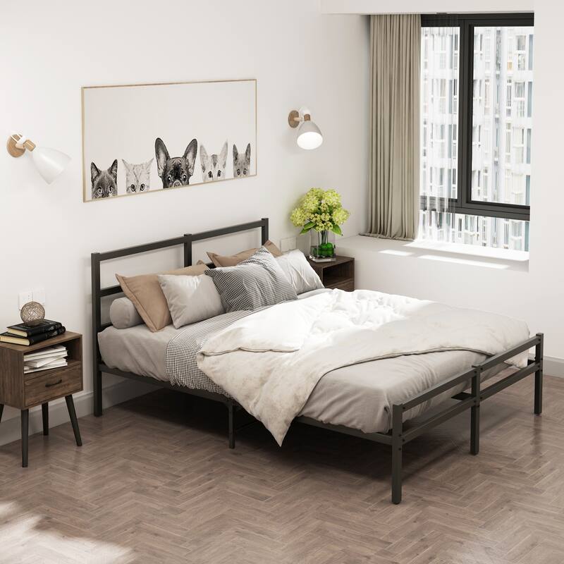Metal Platform Bed frame with Headboard