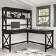 preview thumbnail 64 of 70, Key West 60W L Shaped Desk with Hutch by Bush Furniture Dark Gray Hickory