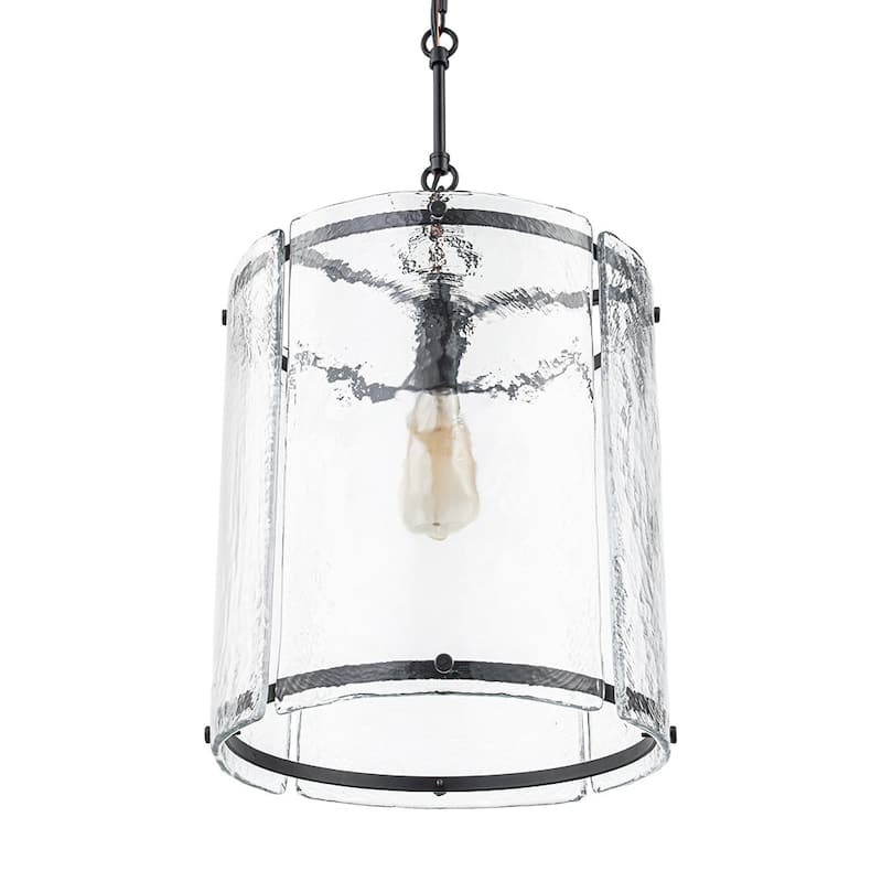 12.6''W Modern 1-Light Water Rippled Glass Pendant - 14.6in