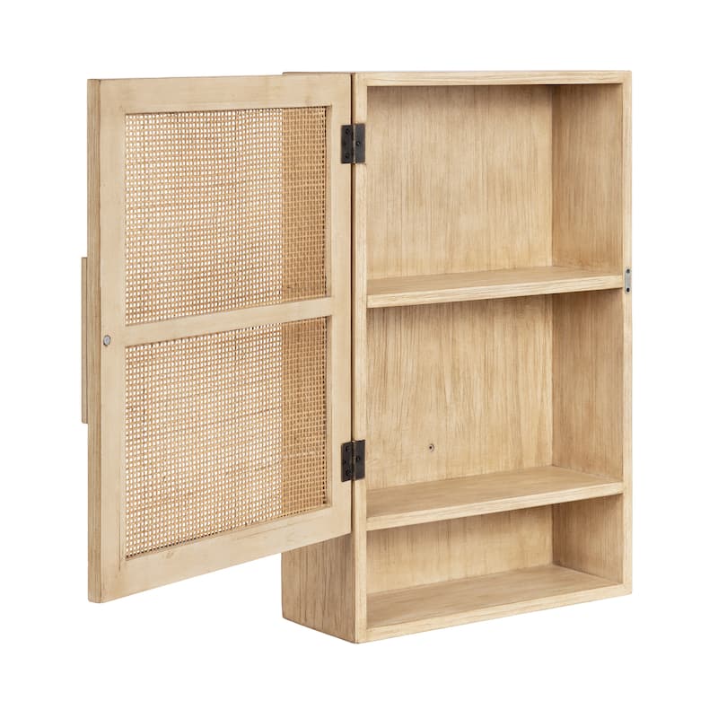 Kate and Laurel Ori Rattan Wall Cabinet with Cubby
