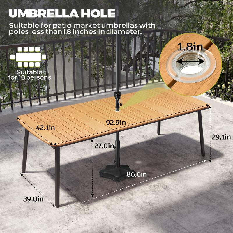 Pellebant Patio Dining Table Rectangular Aluminum Outdoor Table
