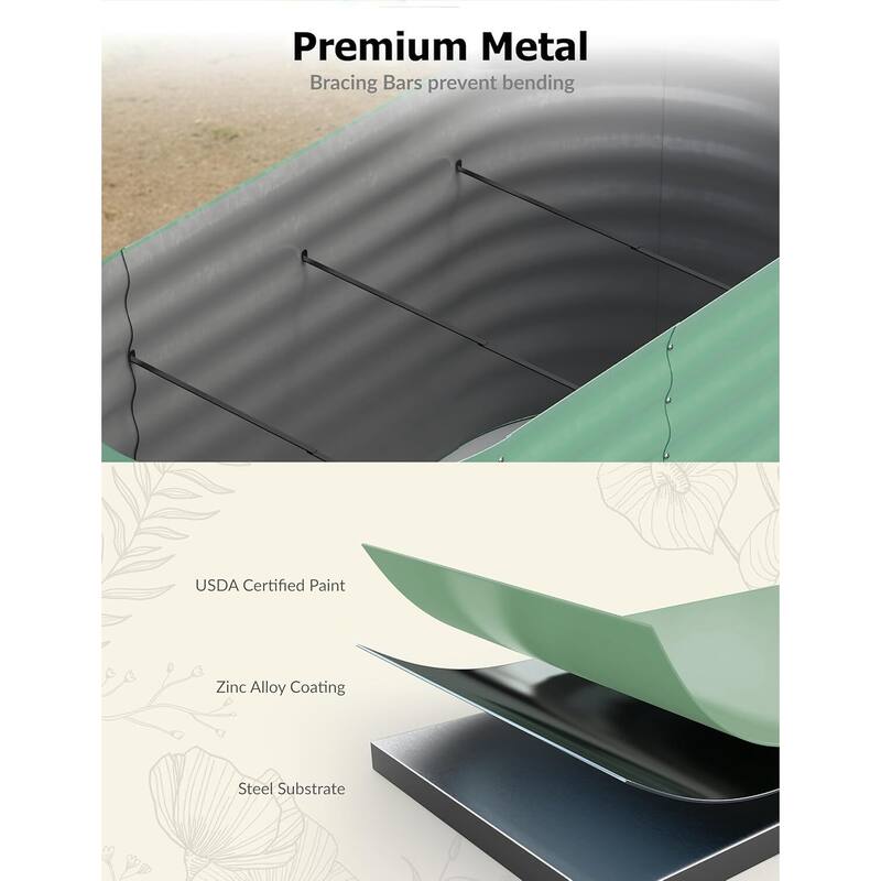 Galvanized Raised Planter Boxes Outdoor, for Vegetables, Fruits, Flower