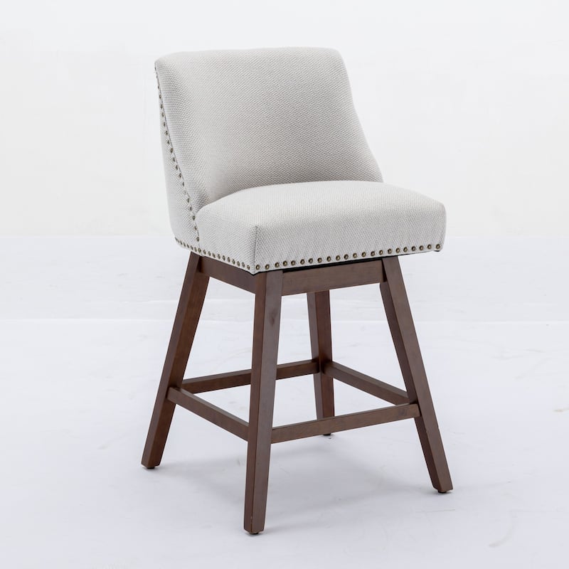 Roomfitters Counter Height Bar Stools Set of 2, 26'' Upholstered Swivel Dining Chairs with Curved Backrest