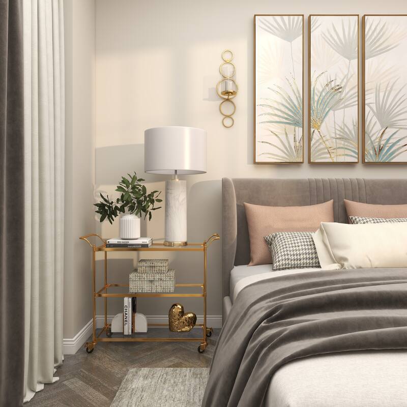 CosmoLiving by Cosmopolitan Metal Stacked Circle Geometric Wall Sconce with Glass Holder - Gold, Black, Silver