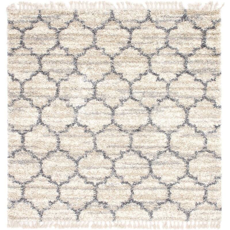 Shag Brico Collection Area Rug - 8' Square - Beige