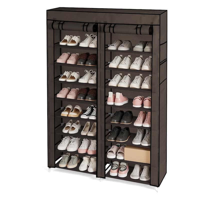 10-Tier Vertical Non-Woven Fabric Shoe Storage Rack with Iron Frame for Home Entryway - 45.25”W x 11.81”D x 62.99”H
