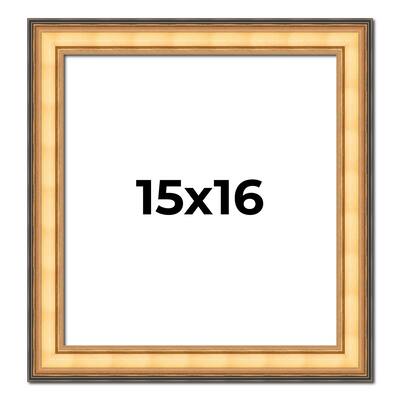 15x16 Frame Gold Plein Aire Solid Wood Picture Frame Width 2 Inches |