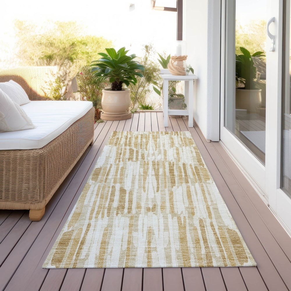 Machine Washable Indoor/ Outdoor Chantille Abstract Watercolor Rug