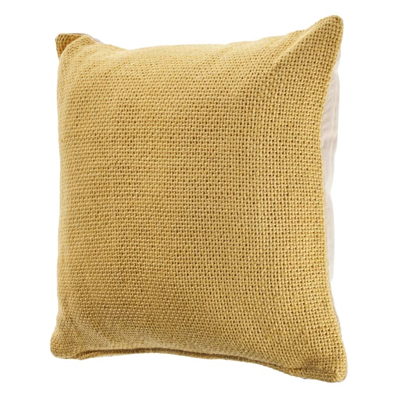 18" Cream Gold Solid Square Throw Pillow