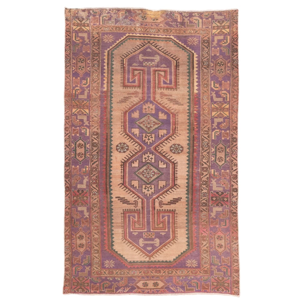 ECARPETGALLERY Hand-knotted Antalya Vintage Tan Wool Rug - 4'5 x 7'2