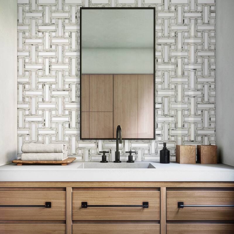 Daltile Gamma 2" Natural Stone Basketweave Wall and Floor Mosaic Tile (Set of 10)