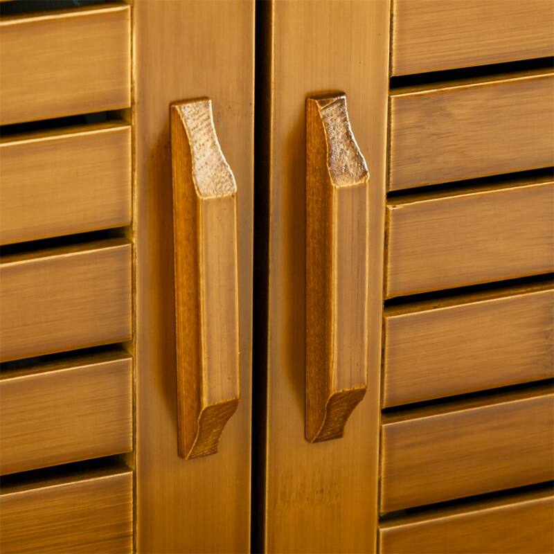 Bamboo Shoe Bench with Seating Cushion and Hidden Compartment