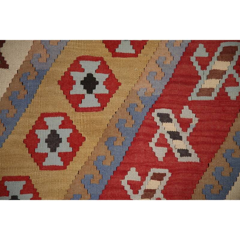 Vegetable Dye Flatweave Kilim Qashqai Persian Antique Area Rug - 5'1"x 7'0"