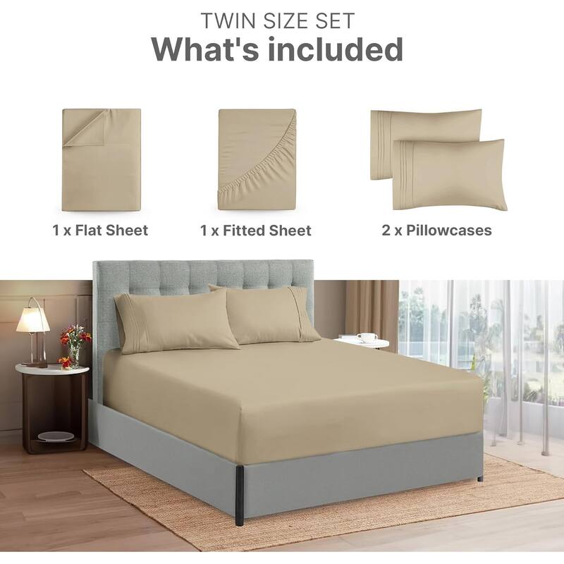 CGK Linens 6 Piece Extra Deep Pocket Microfiber Hotel Luxury Bed Sheets Set