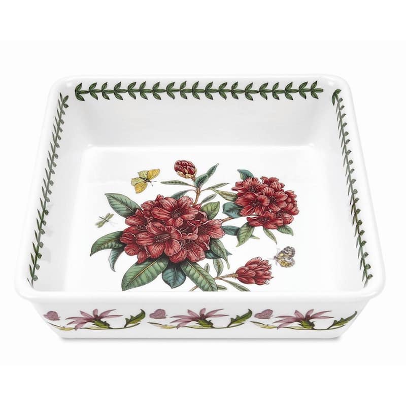 Portmeirion Botanic Garden Square Dish - 10 in - Rhododendron Motif
