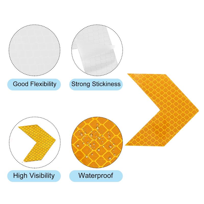 Reflective Stickers, 10 Pack 2.36 x 2.36 Inch Warning Arrow Reflector, Yellow