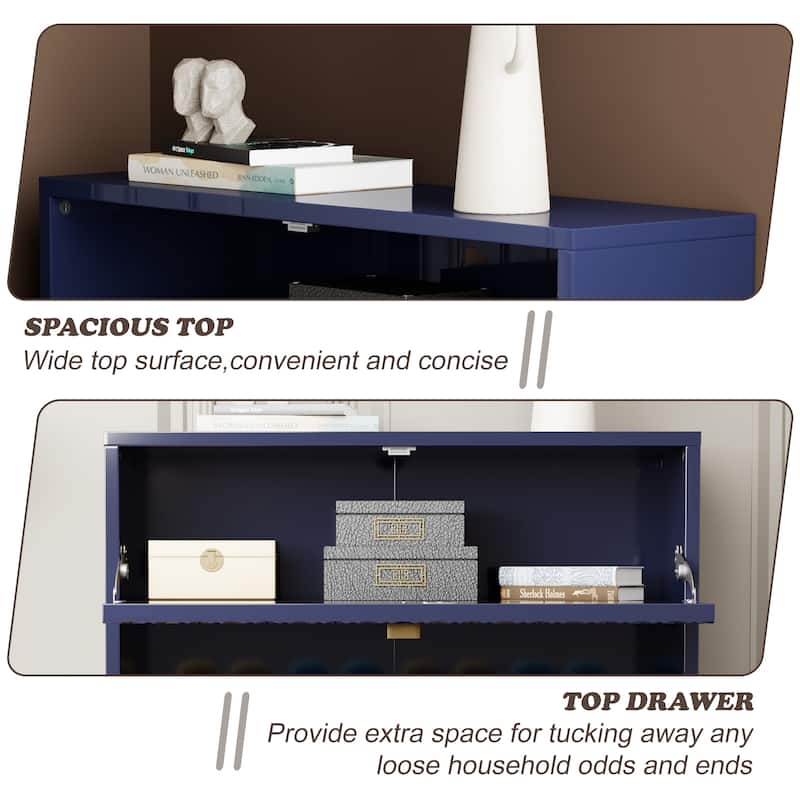 Wood 24 Pairs Shoe Storage Cabinet with 3 Flip Drawers