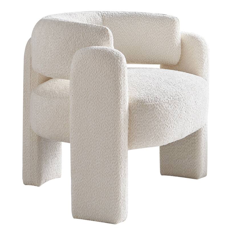 Modern Boucle Upholstery Accent Chair for Living Room, Beige