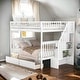 preview thumbnail 2 of 10, Modern Full over Full Bunk Bed with Storage and Two Drawers with wheels, Inclined Handrails, Upper High Guardrail, White