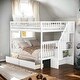 preview thumbnail 13 of 21, Modern Full over Full Bunk Bed with Storage and Two Drawers with wheels, Inclined Handrails, Upper High Guardrail