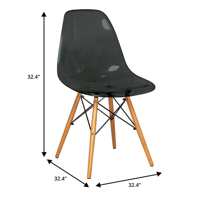 Cresco Ergonomic Acrylic Banquet Dining Chair in Solid Beech Wood Legs Side Accent Chair for Home Office, Living Room & Kitchen