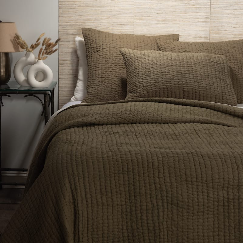 Maeve, Cotton Blend, Green Quilt Set - Green - Queen