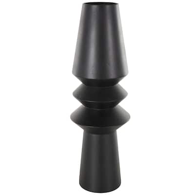 Metal Art Deco Fluted Decorative Vase - Black - Roche River Decor - 8"W x 8"L x 24"H