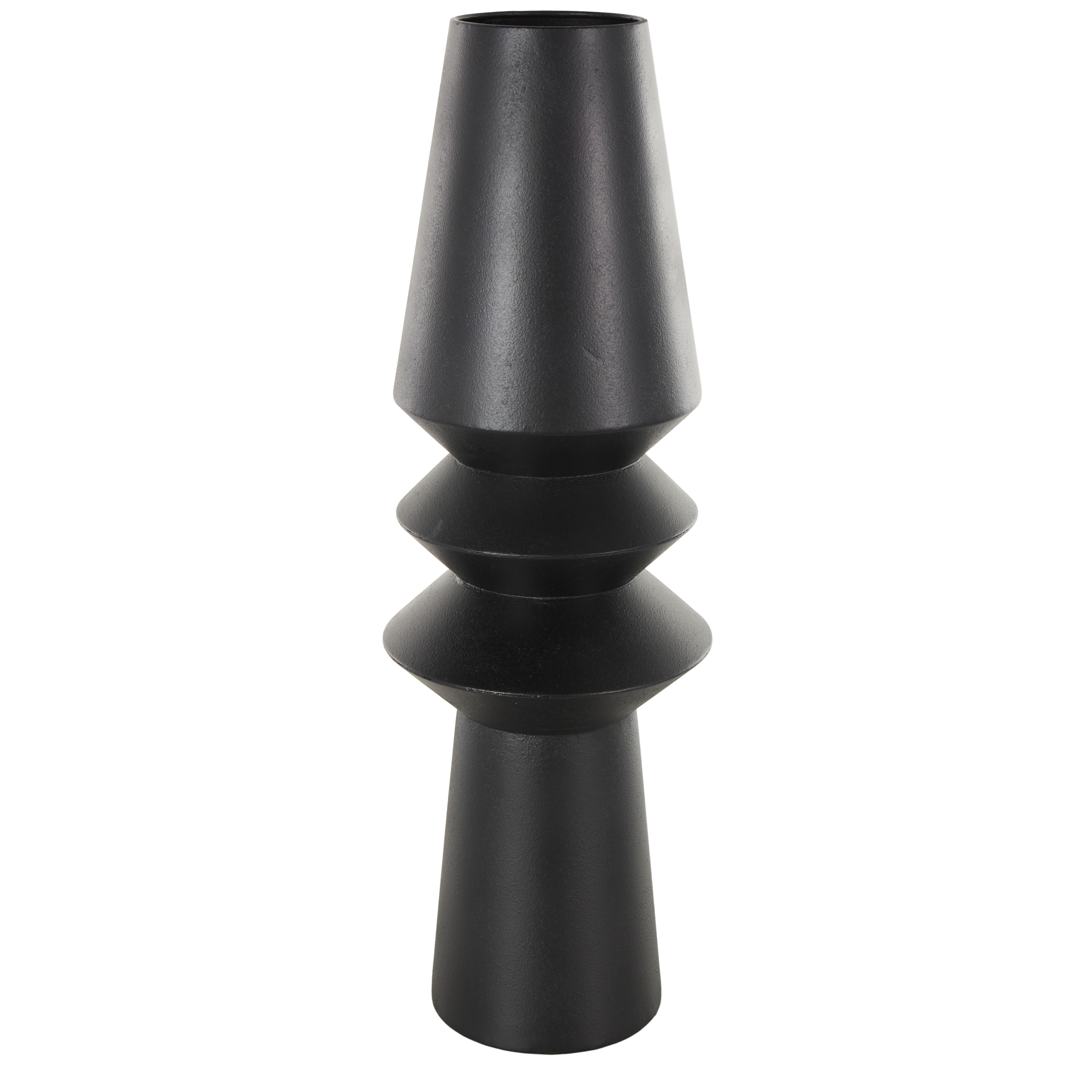 Metal Art Deco Fluted Decorative Vase - Black - Roche River Decor - 8"W x 8"L x 24"H