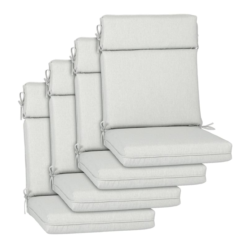 Aoodor Outdoor High Back Dining Chair Cushion Set, 44"x21"x3.2", Set of 4 - 44"x21"x3.2" - Light Gray