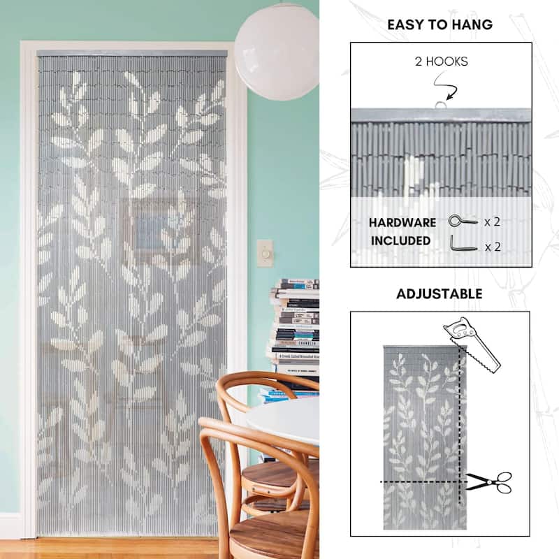 Bamboo Beaded Door Curtain 65 Strings 79" W x 36" W - 79" H x 36" W x 0.6" D