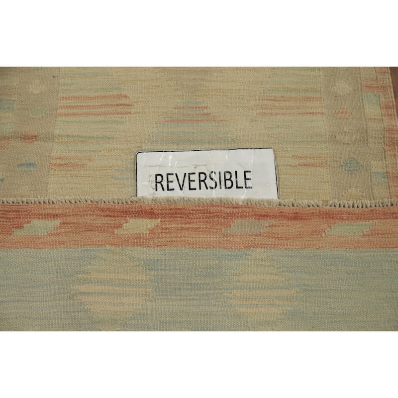 Hand Woven Oriental 100% Wool Carpet Southwestern Tribal Oranges & Rust Kilim Runner Rug - 9' 11'' X 2' 6''