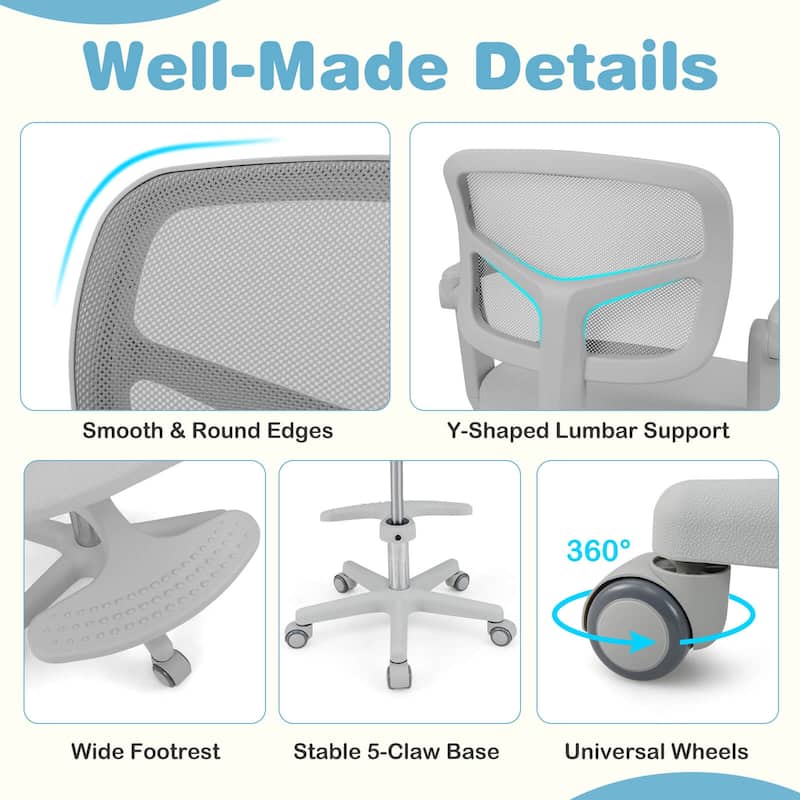 Costway Kids Desk Chair Children Study Chair with Adjustable Height, - See Details