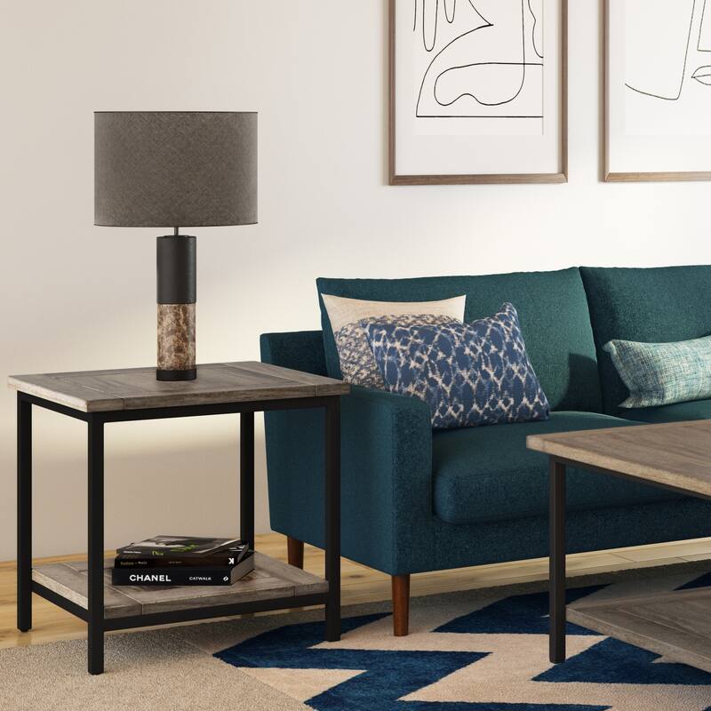 WYNDENHALL Rhonda SOLID MANGO WOOD & Metal 22" Wide Square Industrial End Side Table - 22 W x 22 D x 22 H