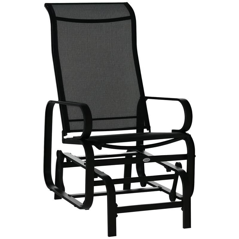 Outsunny Single Glider Patio Swing Rocking Chair with Breathable Mesh, Smooth Arms for Backyard, Garden, Lawn