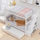 preview thumbnail 10 of 16, Staircase Twin Size Bunk Bed with Trundle, 3 in 1 Triple Bunkbeds Frame w/Storage Stairs & Safety Rails, Twin Over Twin Size White - Twin