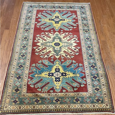 HERAT ORIENTAL Handmade Caucasian Kazak Wool Rug - 4'6" x 6'10"