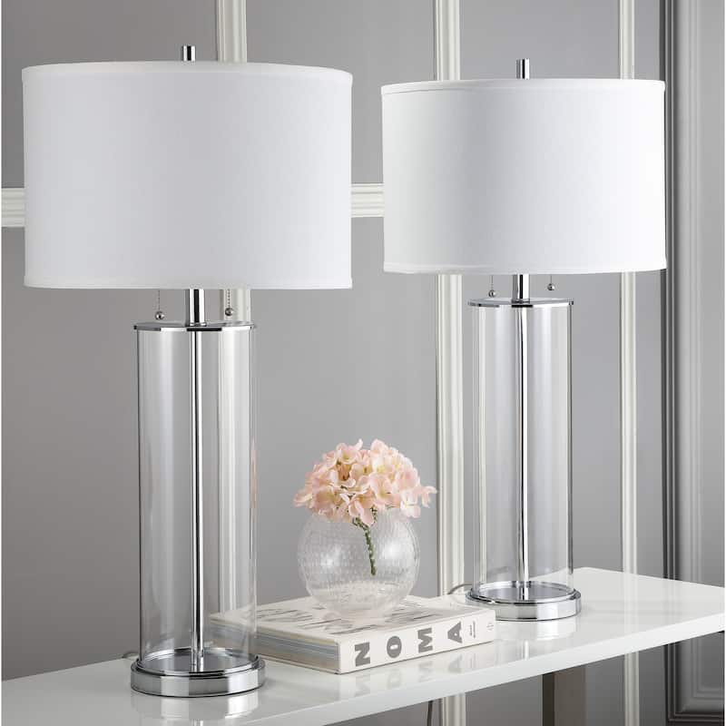 SAFAVIEH Lighting Latosha 31-inch Clear/ Off-White Table Lamp (Set of 2) - 16" x 16" x 31"