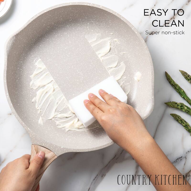 Country Kitchen Non-Stick Cast Aluminum Cookware Set - Durable Kitchen Cookware for Everyday Cooking, 6-11 Pc