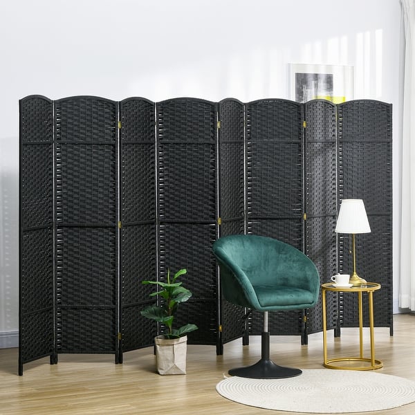 slide 2 of 9, HOMCOM Room Divider, 8 Panel Folding Privacy Screen, 5.6' Tall Freestanding Wall Partition Black