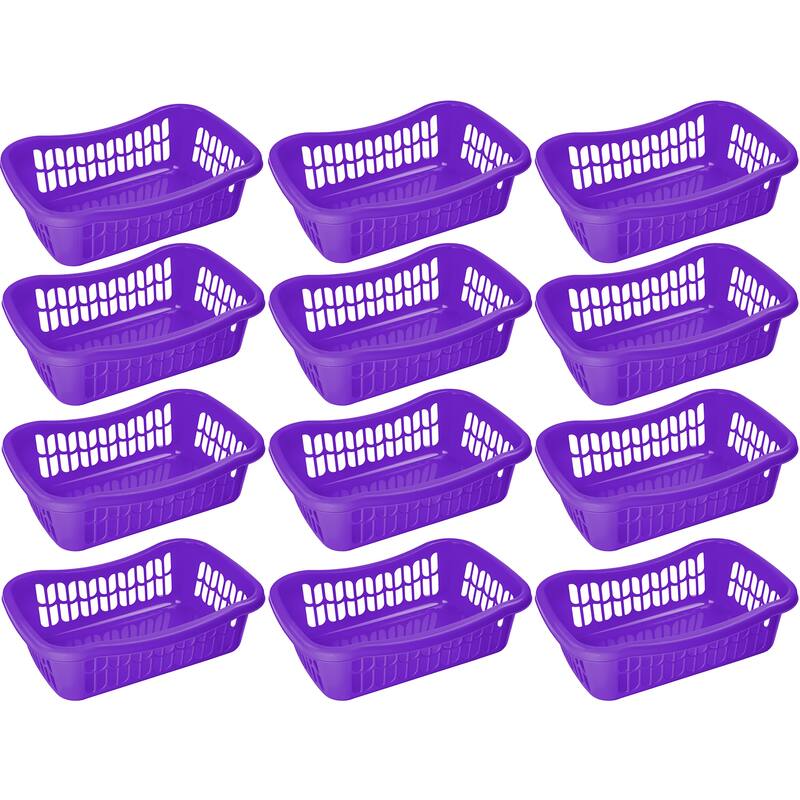 Large Plastic Storage Basket for Organizing Kitchen Pantry, Kids Room - purple